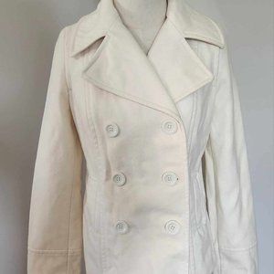 Old Navy Woman's Ivory Double Button Breasted Peacoat size XS, Great Condition